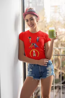Saitama Damen T-shirt “Saitama, Son Goku en Superman” – One-Punch Man parodie