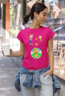 Baby Chocobo Damen T-shirt “Baby Chocobo, Vegeta en Tweety” – Dragon Ball Z parodie