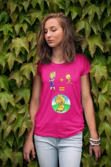 Baby Chocobo Damen T-shirt “Baby Chocobo, Vegeta en Tweety” – Dragon Ball Z parodie