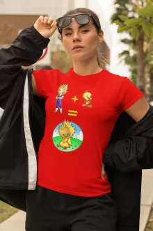 Baby Chocobo Women T-shirt “Baby Chocobo, Vegeta and Tweety” – Dragon Ball Z parody