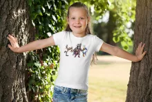 Mando Girls Kids T-shirt “Mando the Mandalorian aka Din Djarin, Wile E. Coyote and the Road Runner” – Star Wars parody