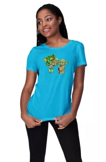 Yoda Women T-shirt “Yoda, Baby Yoda and Greta the Gremlin Female” – Star Wars parody