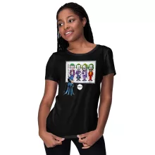 Damen T-shirt “Batman und Der Joker (Jared Letho, Jack Nicholson, Heath Ledger und Joaquin Phoenix)” – Parodie auf Batman