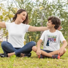 Kinder T-Shirt “Batman und Der Joker (Jared Letho, Jack Nicholson, Heath Ledger und Joaquin Phoenix)” – Parodie auf Batman