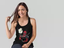 Damen T-shirt Tank top “Deadpool, Logan aka Wolverine und die Death Note” – Parodie auf Deadpool