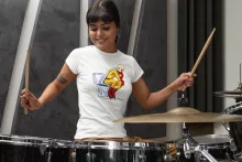 Wit Vrouwen-T-shirt parodie One-Punch Man - Saitama (Hoogwaardig T-Shirt - bedrukt in Frankrijk - Ref : 1184)