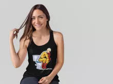 One-Punch Man Lustiges Schwarz Damen Tank Top - Saitama (One-Punch Man Parodie signiert Parogeek - Hochwertiges Tank Top - Ref : 1184)