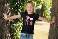 T-shirt Enfant Fille « Une maman sacrément caline ! » – Parodie Bisounours