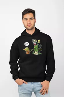 Stjärnornas krig parodi Svart Tröja med huva - Tsuyu Asui aka Froppy och Grogu aka Baby Yoda (Högklassig Tröja med huva - Tryckt i Frankrike - Ref : 1211)