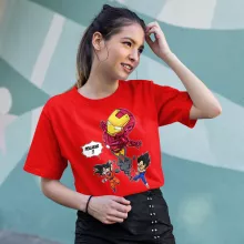 T-shirt Femme Iron Man « Pollueur ! » – Parodie Dragon Ball Z