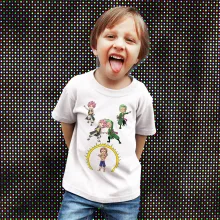 Natsu Kinderjongen T-shirt “Natsu, Lolonoa Zoro en Ryomen Sukuna (Yuji Itadori)” – One Piece parodie