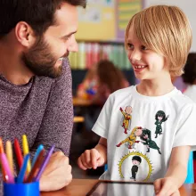 Shigeo Kageyama Kinder T-Shirt “Shigeo kageyama aka Mob, Saitama und Fubuki” – Parodie auf One-Punch Man