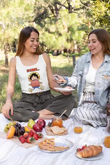 Débardeur Femme Luffy « La Viande... C'est la vie ! » – Parodie One Piece