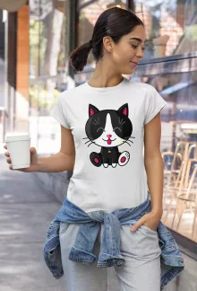 T-shirt Femme « Kawaii Baby Cat (Noir et Blanc) » – Parodie Kawaii Baby Cats