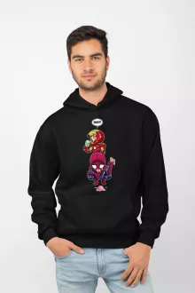Iron Man - Järnmannen parodi Svart Tröja med huva - Spider-Man aka Peter Parker och Iron Man aka Tony Stark (Högklassig Tröja med huva - Tryckt i Frankrike - Ref : 1284)