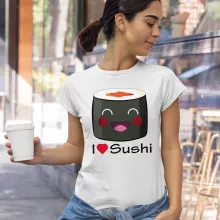 T-shirt Femme « I Love Sushi ! » – Parodie Japon Culture