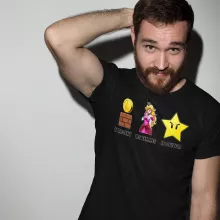 T-shirt Princesse Peach « Argent, Femmes et Pouvoir ! » – Parodie Super Mario