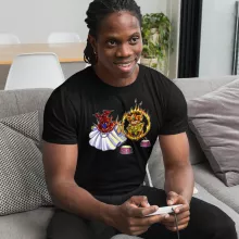 Pegasus Seiya T-Shirt “Pegasus Seiya, Aiolia des Löwen und der Pope” – Parodie auf Saint Seiya