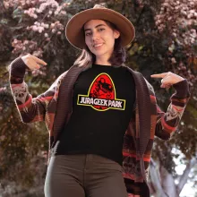 T-shirt de mulher “Yoshi e Parque Jurássico” – Yoshi de parodia