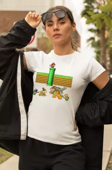 T-shirt Femme Mario « Un mauvais tuyau... » – Parodie Super Mario
