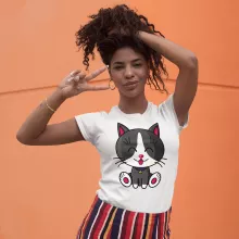 T-shirt Femme « Kawaii Baby Cat (blanc et gris) » – Parodie Kawaii Baby Cats