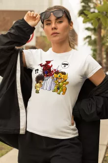 T-shirt Femme Aiolia « Les Rues du Sanctuaire de plus en plus mal fréquentées... » – Parodie Saint Seiya