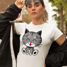T-shirt Femme « Kawaii Baby Cat (gris tigré) » – Parodie Kawaii Baby Cats