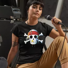 T-shirt Femme Luffy « Le Drapeau Pirate du Capitaine Jack à la Sauce Manga » – Parodie One Piece
