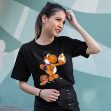 T-shirt Femme Yoshi Orange « Peinture fraîche... (Version orange) » – Parodie Yoshi