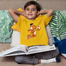 T-shirt Enfant Yoshi Orange « Peinture fraîche... (Version orange) » – Parodie Yoshi