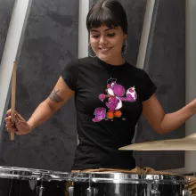 T-shirt Femme Yoshi Violet « Peinture fraîche... (Version violet) » – Parodie Yoshi