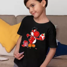 T-shirt Enfant Yoshi Rouge « Peinture fraîche... (Version rouge) » – Parodie Yoshi