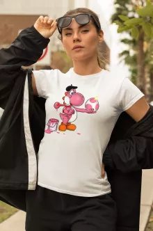 Maglietta da Donna “Yoshi rosa” – Parodia dei Yoshi