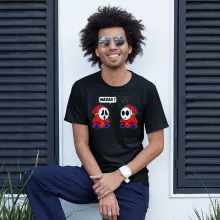 Super Mario parodi Svart T-shirt för män - Shy Guy (Högklassig T-shirt - Tryckt i Frankrike - Ref : 581)