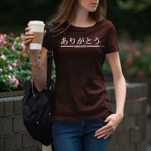 T-shirt Femme japonais-kanji-manga « Arigatô (Merci) » – Parodie Japon