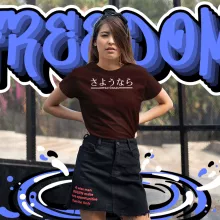 T-shirt Femme manga-sayonara-japonais « Sayônara (Au Revoir) » – Parodie Japon