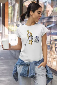 Camiseta Mujer R2-D2 “R2-D2 y C-3PO” – Parodia de Star Wars