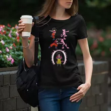 Son-Goku Super Damen T-shirt “Son-Goku Super saiyajin 4 und die Pink-Panther-Reihe” – Parodie auf Dragon Ball GT