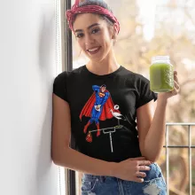 Damen T-shirt “Man of Steel” – Parodie auf Superman