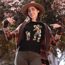 Lysop Damen T-shirt “Lysop und Pinocchio” – Parodie auf One Piece