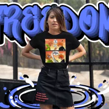 Ichigo Kurosaki Damen T-shirt “Ichigo Kurosaki und Crocodile Dundee” – Parodie auf Bleach