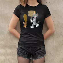 T-shirt Femme Itchy « Chat et Souris Show » – Parodie Les Simpsons