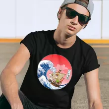 Going Merry X Onder T-shirt “Going Merry X Onder de golf voor de kust van Kanagawa” – One Piece parodie