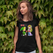 T-shirt de mulher Link “Link e PrincesaZelda” – Zelda de parodia