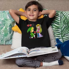 T-shirt criança rapaz Link “Link e PrincesaZelda” – Zelda de parodia