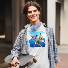 T-shirt Link “Link e Casa do Kame” – Zelda de parodia