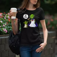 Yoda Damen T-shirt “Yoda von Star Wars und Gott von DBZ” – Parodie auf Star Wars