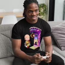 One-Punch Man parodi Svart T-shirt för män - Saitama (Högklassig T-shirt - Tryckt i Frankrike - Ref : 912)