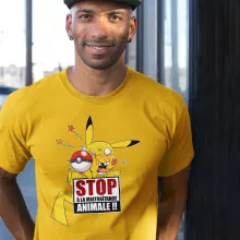 T-shirt Pikachu « Stop à la Maltraitance animale !! » – Parodie Pokémon