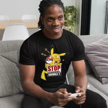 T-shirt Pikachu « Stop à la Maltraitance animale !! » – Parodie Pokémon
